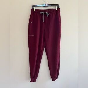 FIGS Women's Zamora Jogger Scrub Pants in Burgundy, size M